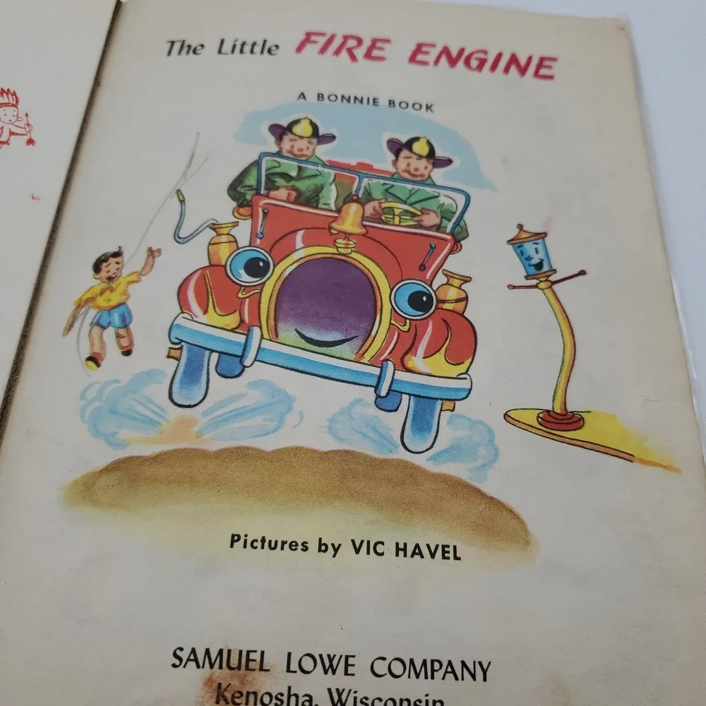 Vintage Bonnie Books Lot of 4 Peek A Boo Ladybug Choo Choo Fire Engine Childrens
